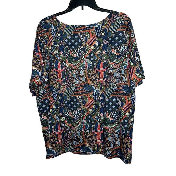 Hilo Hattie Tops - Hilo Hattie Vintage 80's Hawaiian Geometric Boxy Alligator Print Blouse sz Large